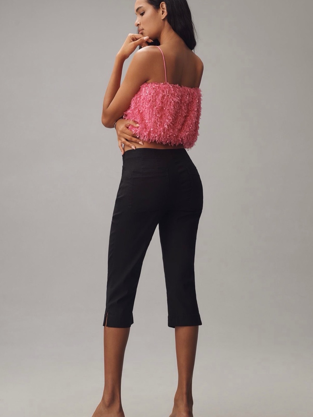 Anthropologie -Maeve Black Linen-Blend Cropped Pant - NWT - Size 10
